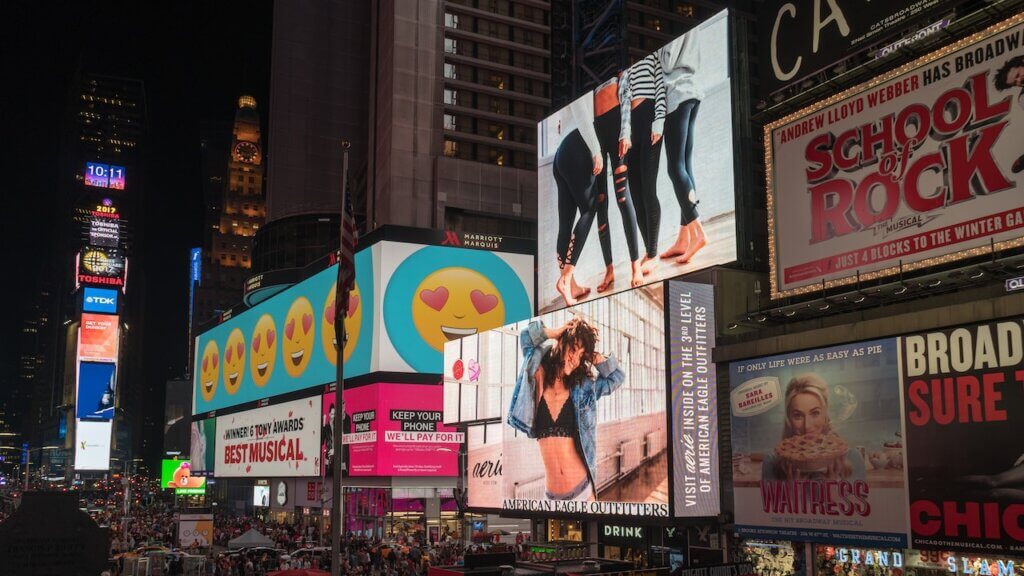 Assorted bill boards in New York, USA